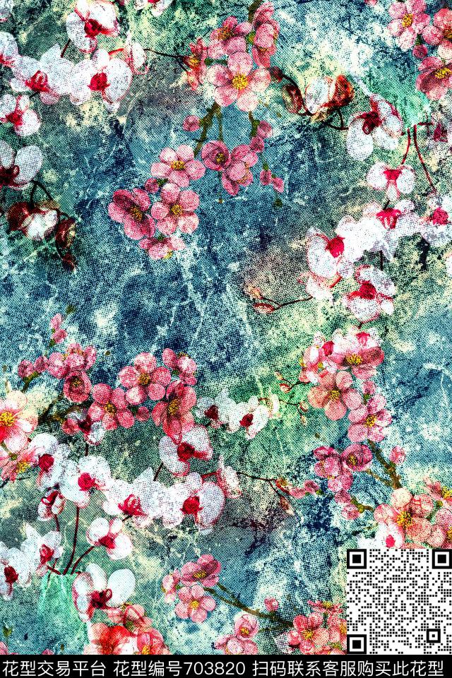 抽象花卉面料花时尚流行女装数码印花华亿平台下载（图片编号: 703820） - 瓦栏（Walan）