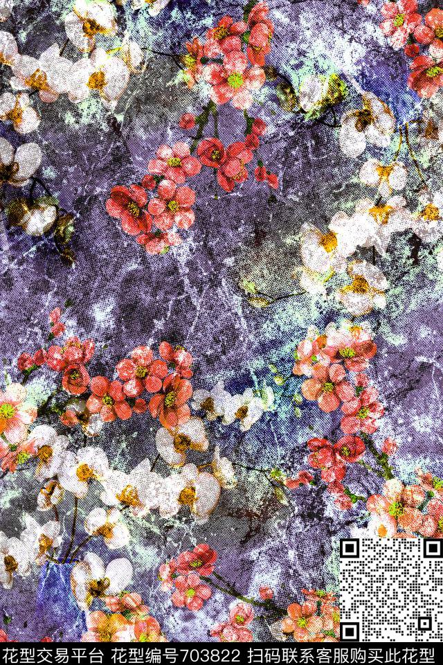 抽象花卉面料花时尚流行女装数码印花华亿平台下载（图片编号: 703822） - 瓦栏（Walan）