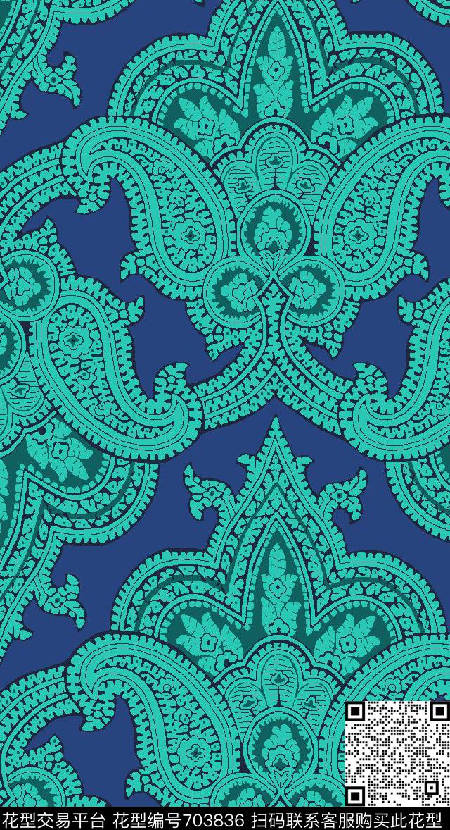 腰果佩斯利火腿花传统印花华亿平台下载（图片编号: 703836） - 瓦栏（Walan）