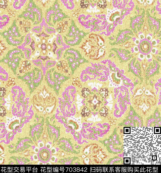 腰果佩斯利火腿花数码印花华亿平台下载（图片编号: 703842） - 瓦栏（Walan）