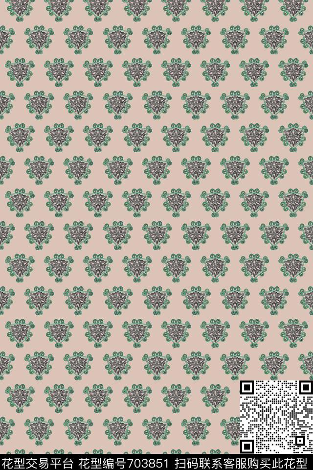 几何手绘民族风传统印花华亿平台下载（图片编号: 703851） - 瓦栏（Walan）