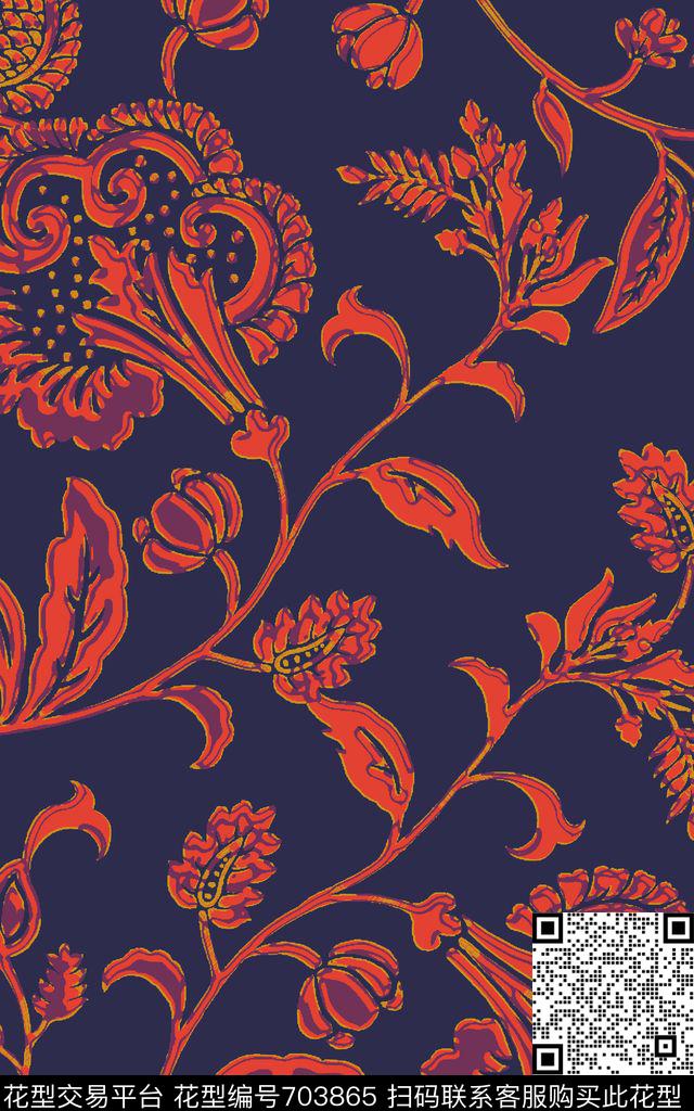 雕印华亿平台男装佩斯利传统印花华亿平台下载（图片编号: 703865） - 瓦栏（Walan）