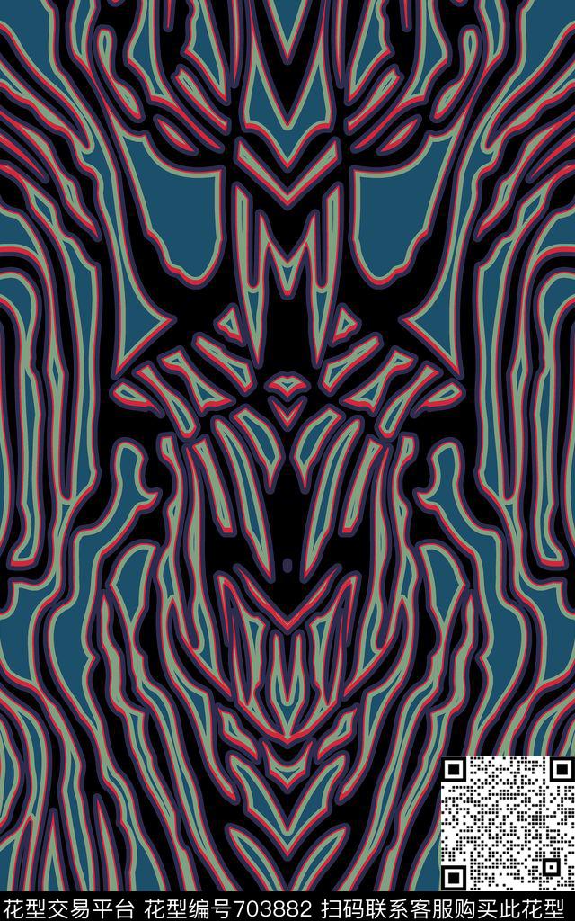 潮流男装0分色区对称花卉传统印花华亿平台下载（图片编号: 703882） - 瓦栏（Walan）