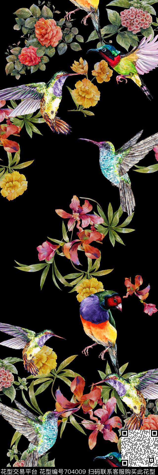 花鸟花卉定位数码印花华亿平台下载（图片编号: 704009） - 瓦栏（Walan）