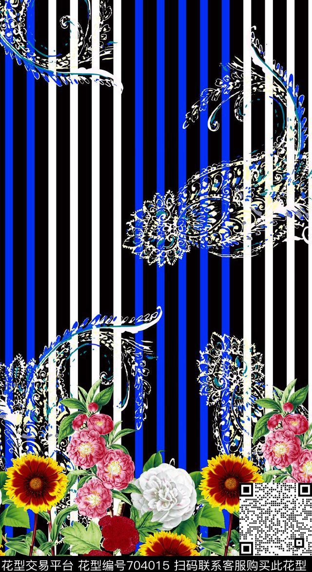 抽象手绘花卉最新高清数码水彩花卉定位花卉数码印花华亿平台下载（图片编号: 704015） - 瓦栏（Walan）