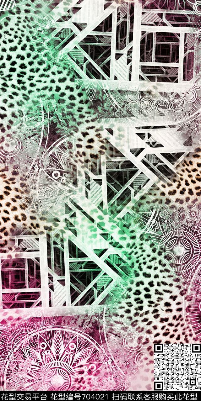 豹纹动物纹不规则几何数码印花华亿平台下载（图片编号: 704021） - 瓦栏（Walan）