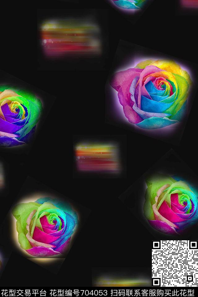 花朵手绘彩色数码印花华亿平台下载（图片编号: 704053） - 瓦栏（Walan）
