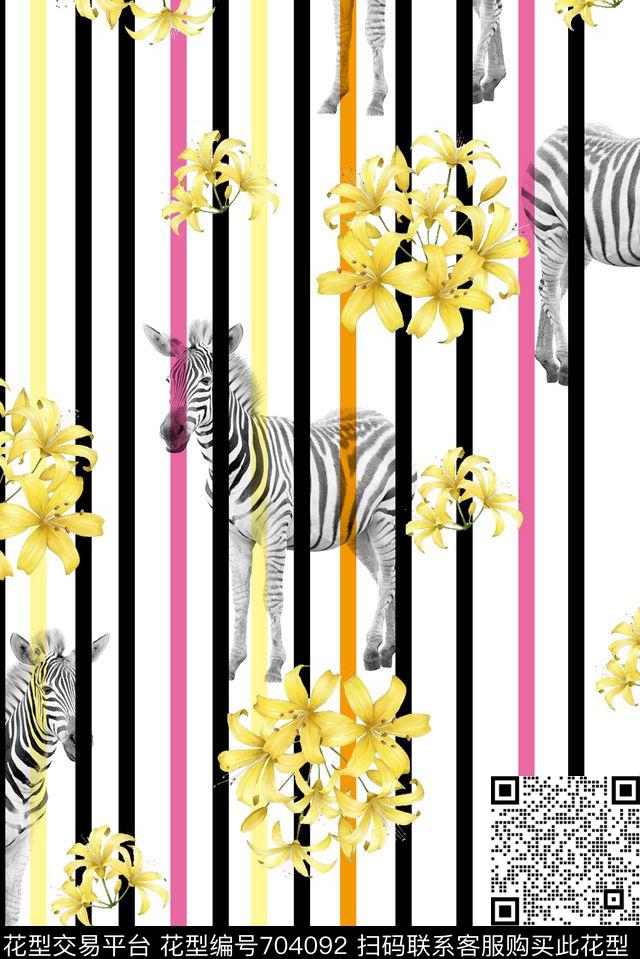 流行时尚手绘花卉创意数码印花华亿平台下载（图片编号: 704092） - 瓦栏（Walan）