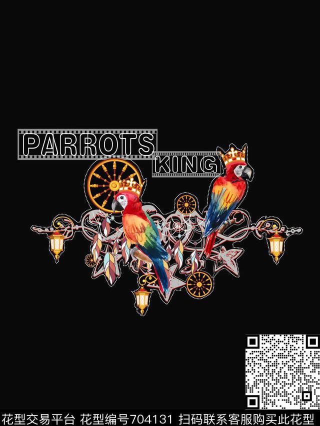鹦鹉车轮字母数码印花华亿平台下载（图片编号: 704131） - 瓦栏（Walan）