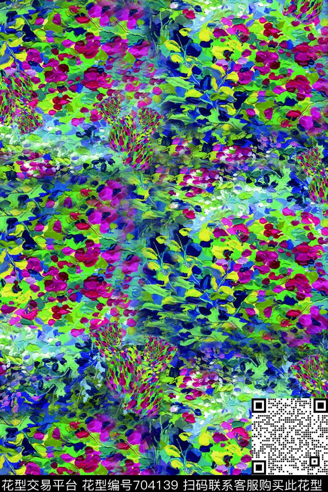 花朵花卉水彩数码印花华亿平台下载（图片编号: 704139） - 瓦栏（Walan）