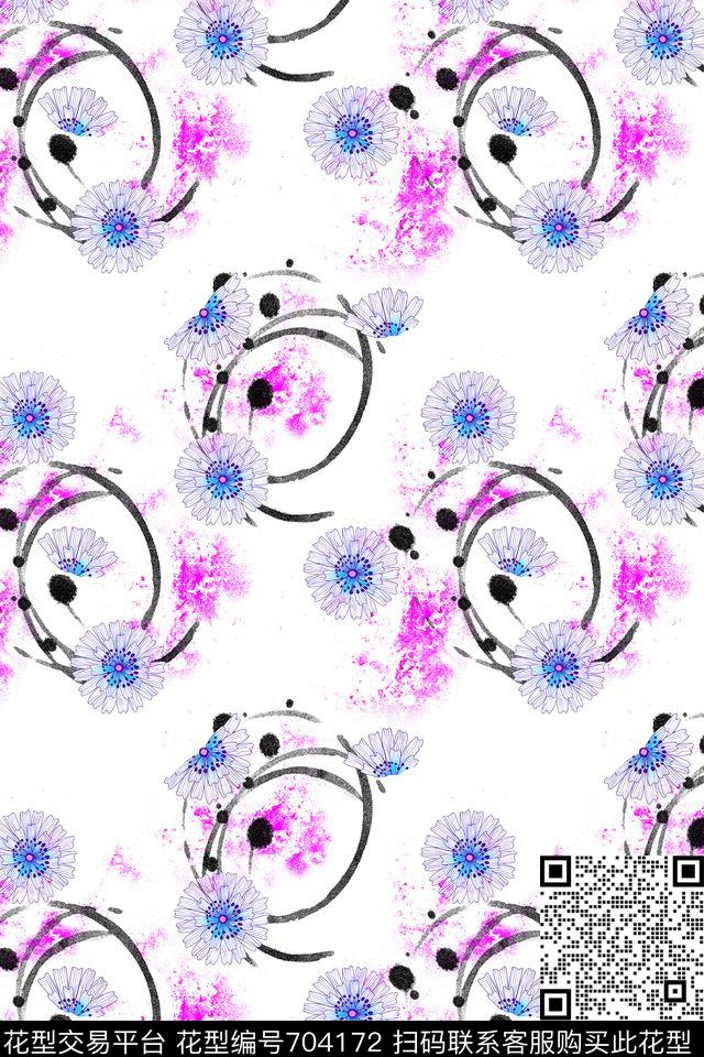 小碎花手绘风格水彩水墨数码印花华亿平台下载（图片编号: 704172） - 瓦栏（Walan）