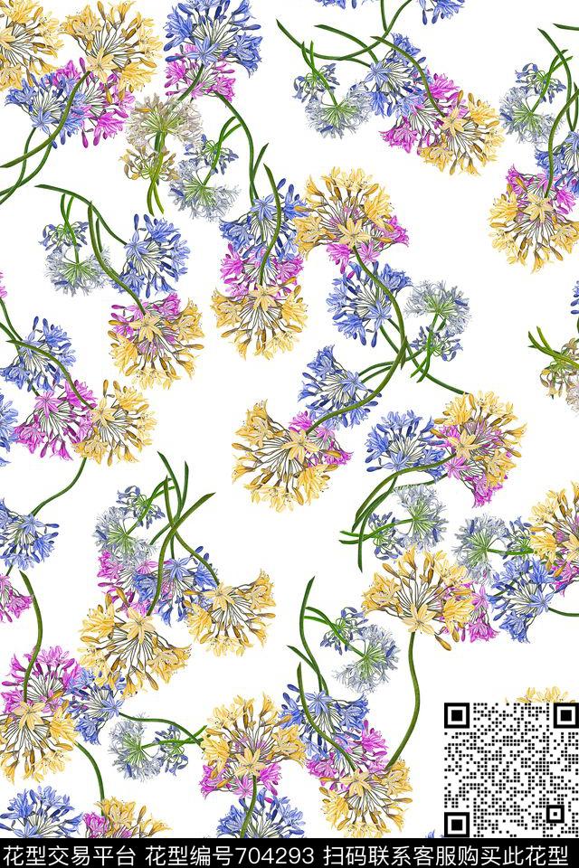 流行时尚花朵花卉数码印花华亿平台下载（图片编号: 704293） - 瓦栏（Walan）