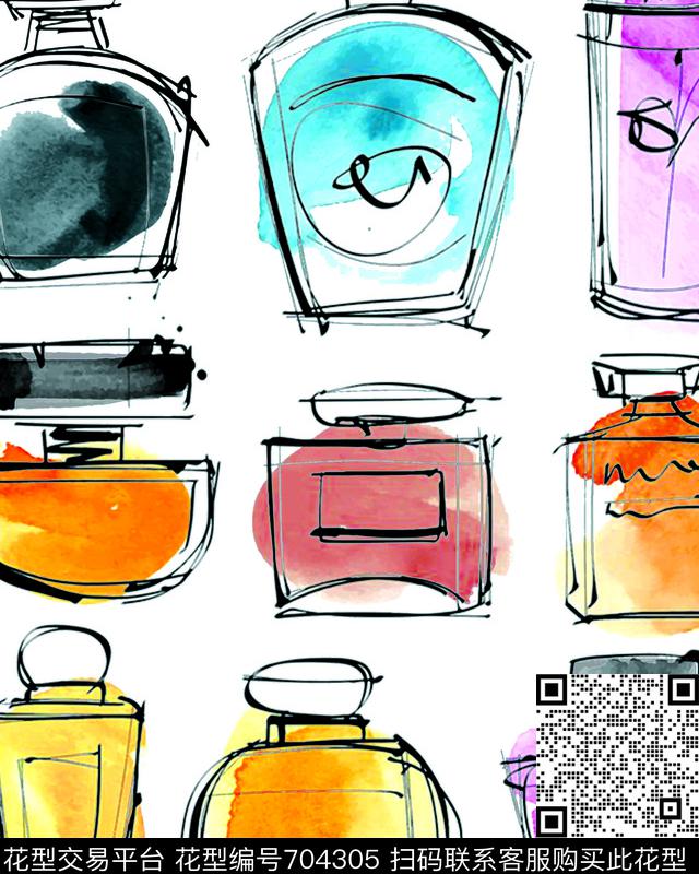 欧式抽象水彩水墨数码印花华亿平台下载（图片编号: 704305） - 瓦栏（Walan）