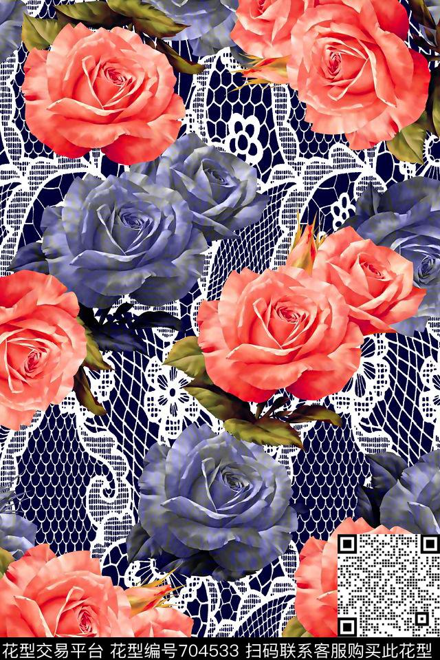 抽象手绘满版花卉最新高清数码水彩花卉蕾丝纹理底纹数码印花华亿平台下载（图片编号: 704533） - 瓦栏（Walan）