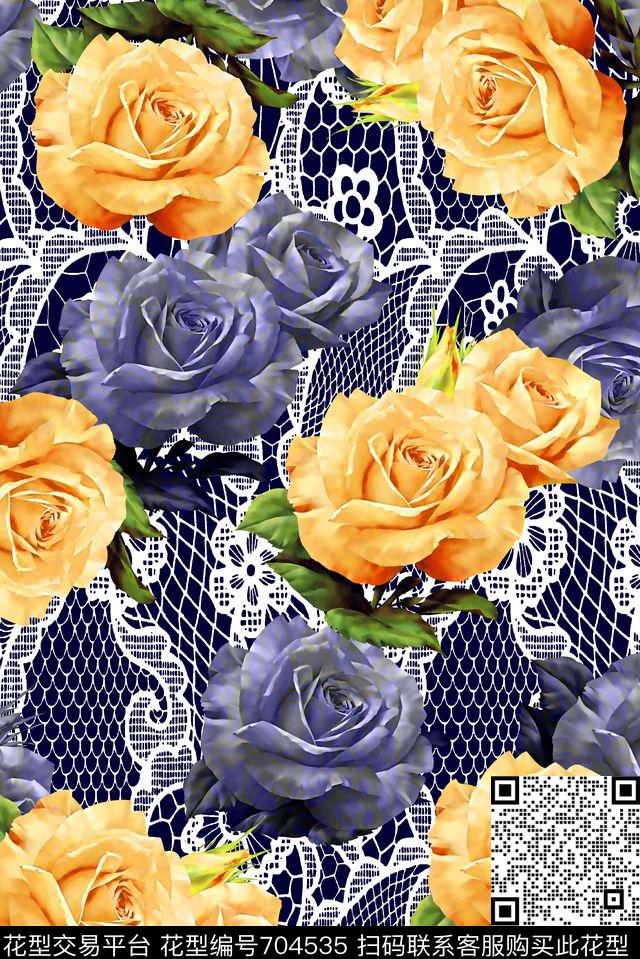 抽象手绘满版花卉最新高清数码水彩花卉蕾丝纹理底纹数码印花华亿平台下载（图片编号: 704535） - 瓦栏（Walan）