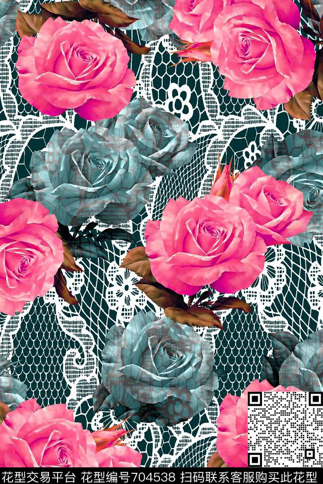 抽象手绘满版花卉最新高清数码水彩花卉蕾丝纹理底纹数码印花华亿平台下载（图片编号: 704538） - 瓦栏（Walan）