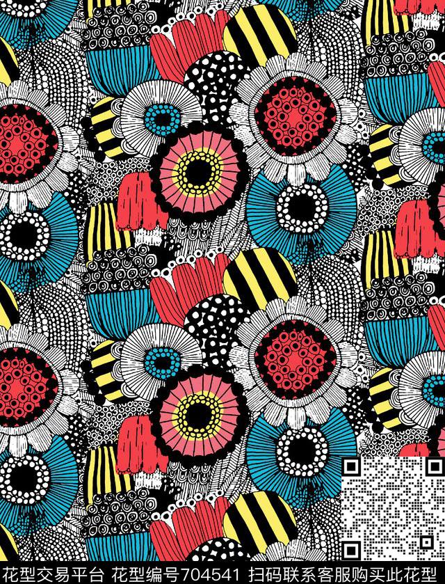 抽象手绘满版腰果佩斯利抽象花卉传统印花华亿平台下载（图片编号: 704541） - 瓦栏（Walan）