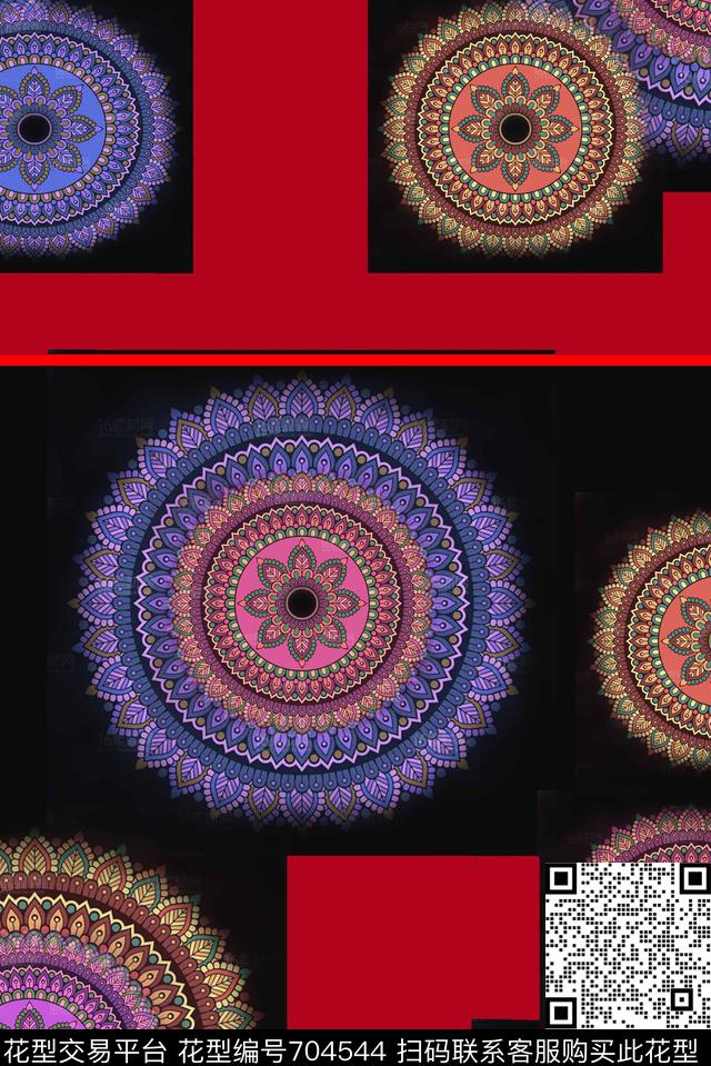 花朵手绘彩色数码印花华亿平台下载（图片编号: 704544） - 瓦栏（Walan）