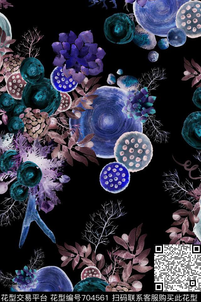 手绘水彩花卉小清新数码印花华亿平台下载（图片编号: 704561） - 瓦栏（Walan）