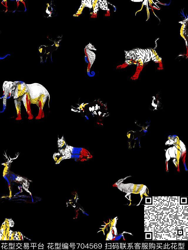 卡通动物趣味数码印花华亿平台下载（图片编号: 704569） - 瓦栏（Walan）