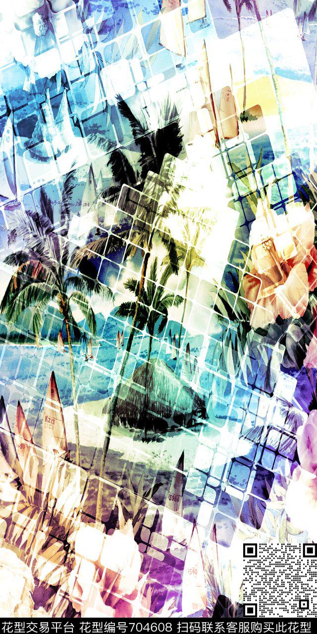 几何不规则几何森林数码印花华亿平台下载（图片编号: 704608） - 瓦栏（Walan）