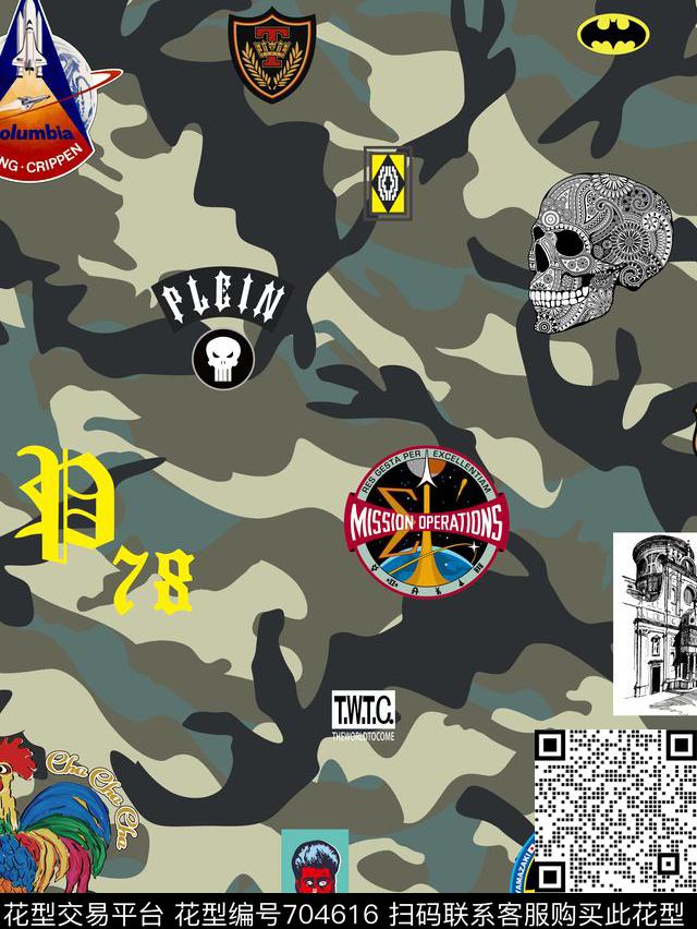 迷彩章仔LOGO数码印花华亿平台下载（图片编号: 704616） - 瓦栏（Walan）
