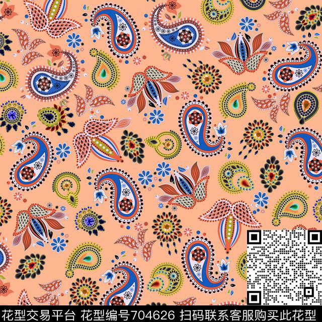 民族花纹花卉珠宝宝石饰图案腰果花珠宝传统印花华亿平台下载（图片编号: 704626） - 瓦栏（Walan）