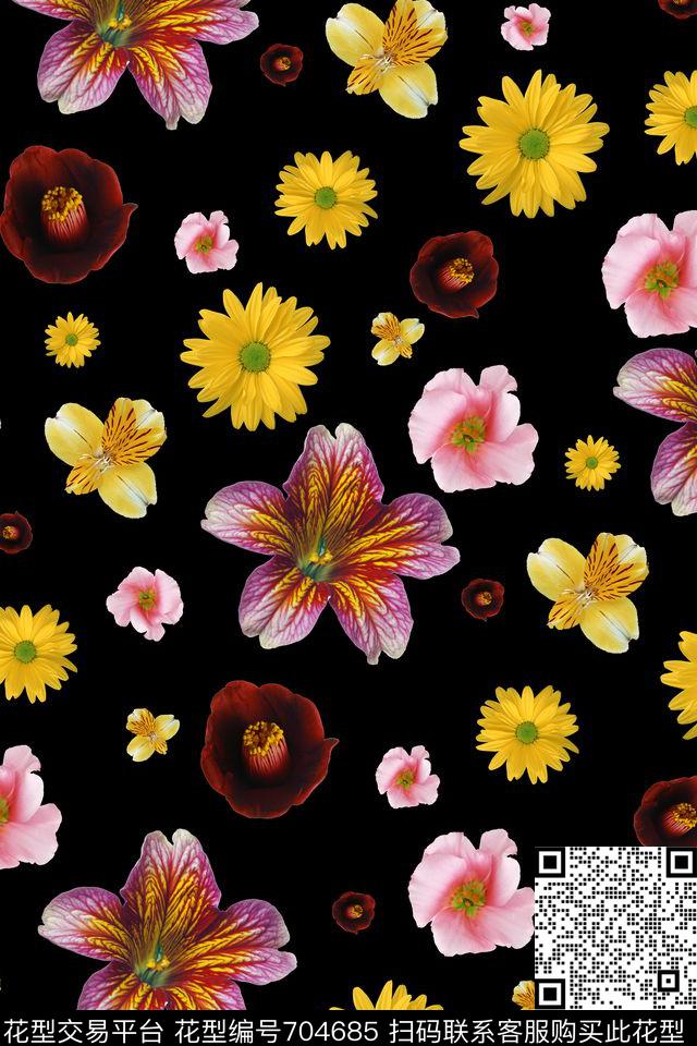 花卉兰花小碎花数码印花华亿平台下载（图片编号: 704685） - 瓦栏（Walan）