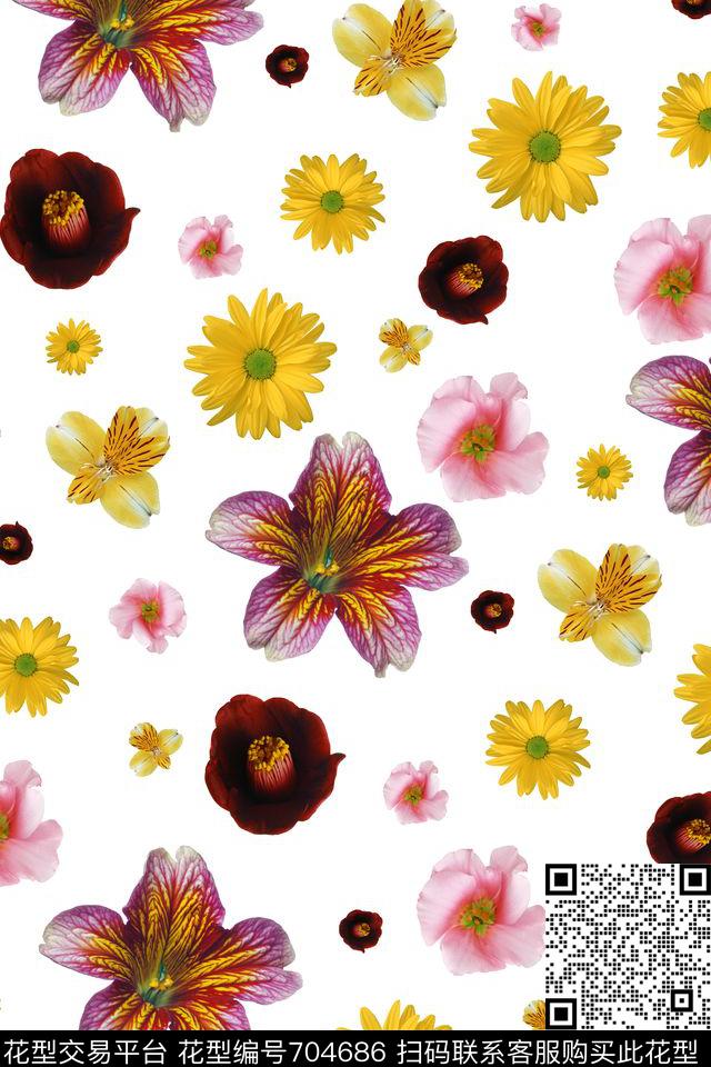 花卉兰花小碎花数码印花华亿平台下载（图片编号: 704686） - 瓦栏（Walan）