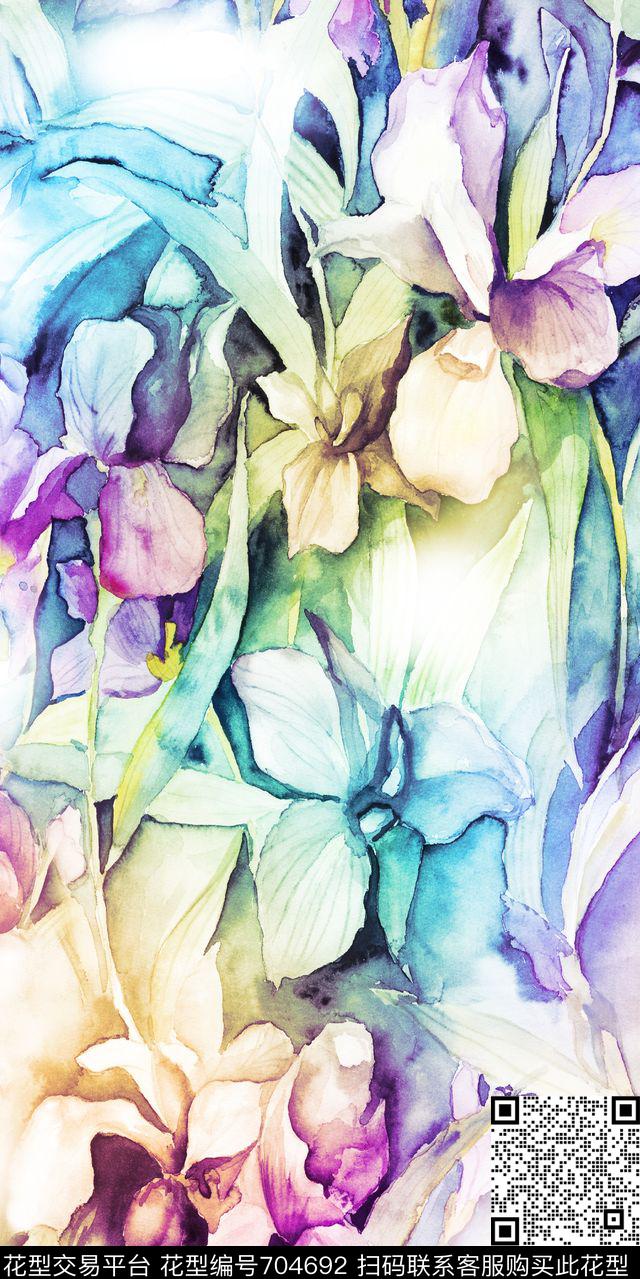 大花花朵花卉数码印花华亿平台下载（图片编号: 704692） - 瓦栏（Walan）
