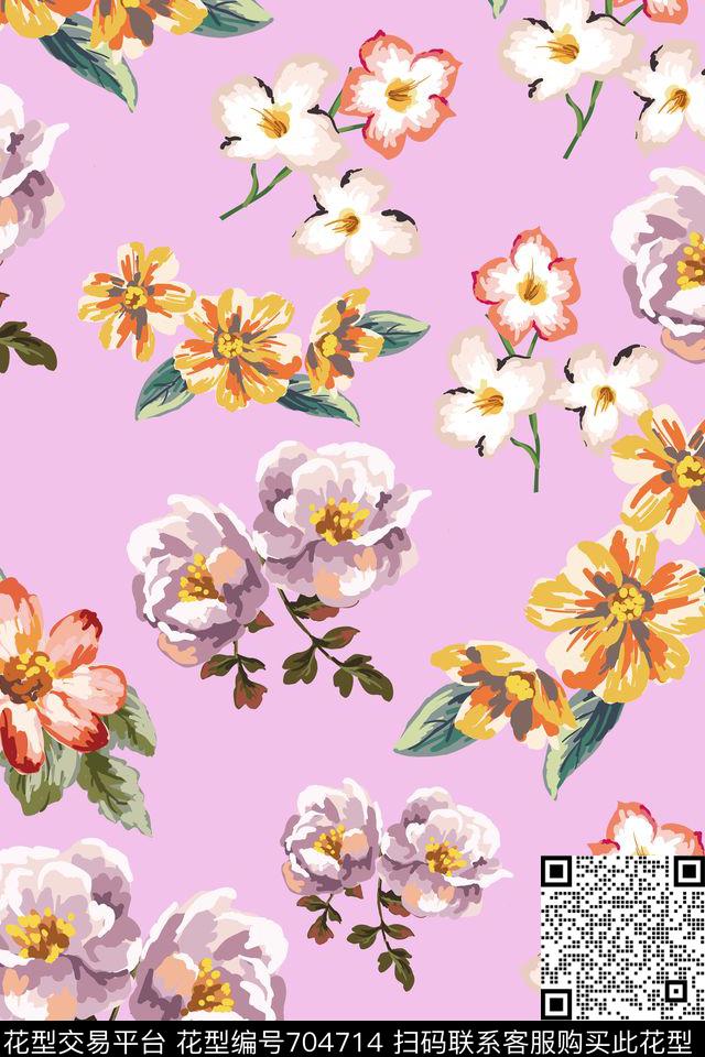 花朵花卉数码印花华亿平台下载（图片编号: 704714） - 瓦栏（Walan）