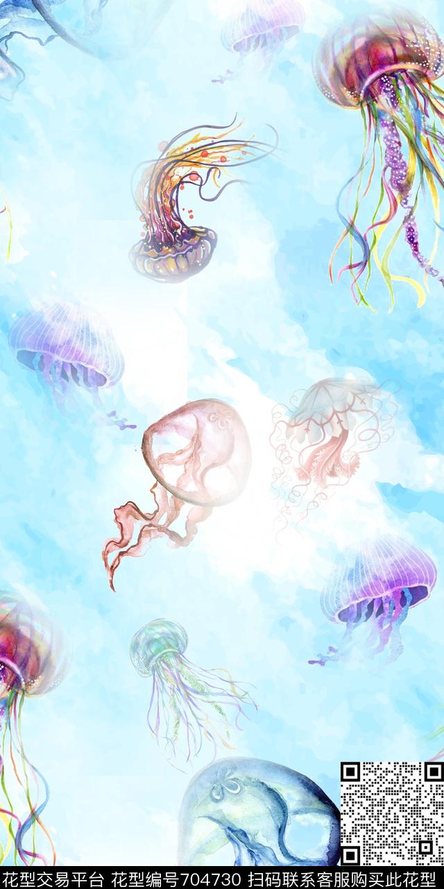 热带水母梦幻数码印花华亿平台下载（图片编号: 704730） - 瓦栏（Walan）
