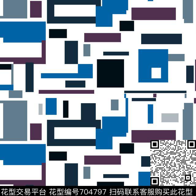小方块不规则几何色块传统印花华亿平台下载（图片编号: 704797） - 瓦栏（Walan）