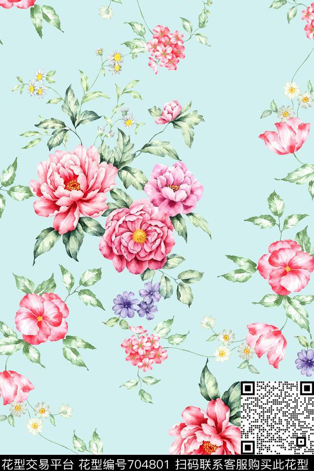 花卉花鸟乱花数码印花华亿平台下载（图片编号: 704801） - 瓦栏（Walan）