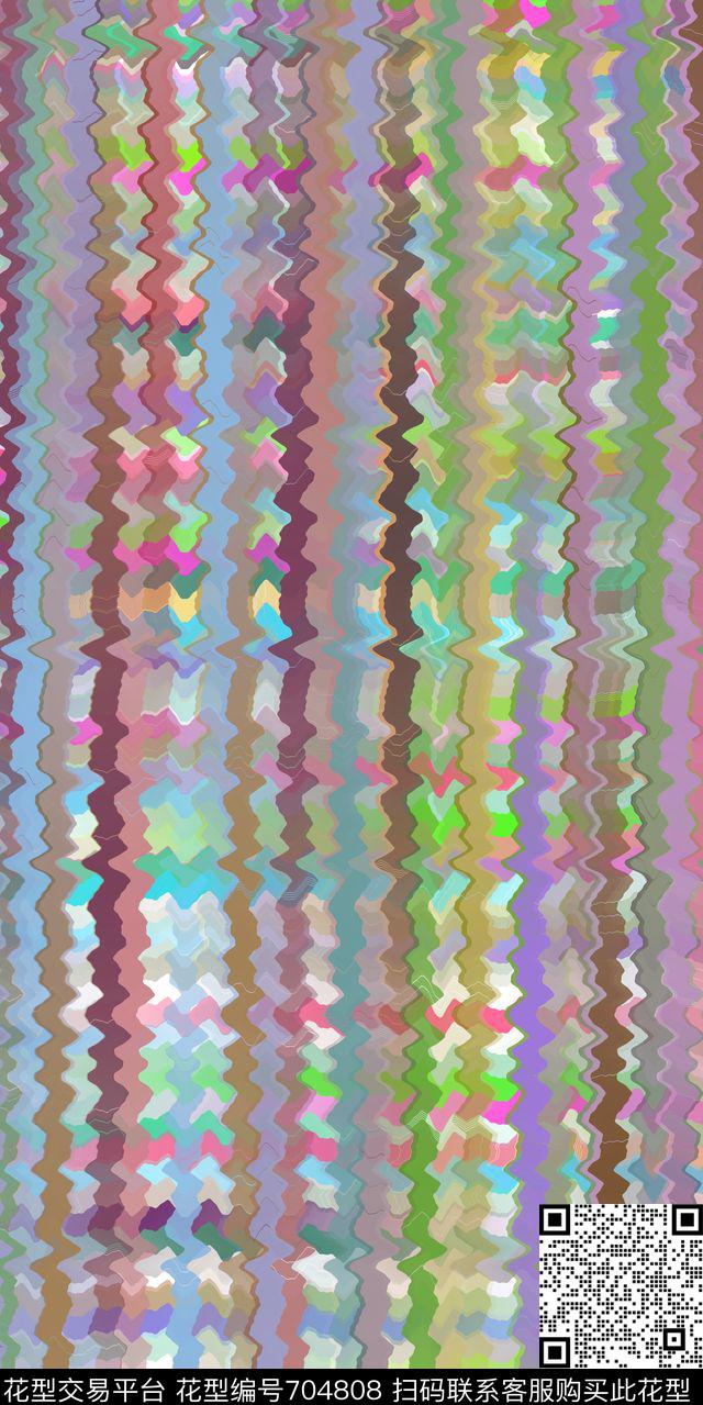 波浪条纹多彩数码印花华亿平台下载（图片编号: 704808） - 瓦栏（Walan）