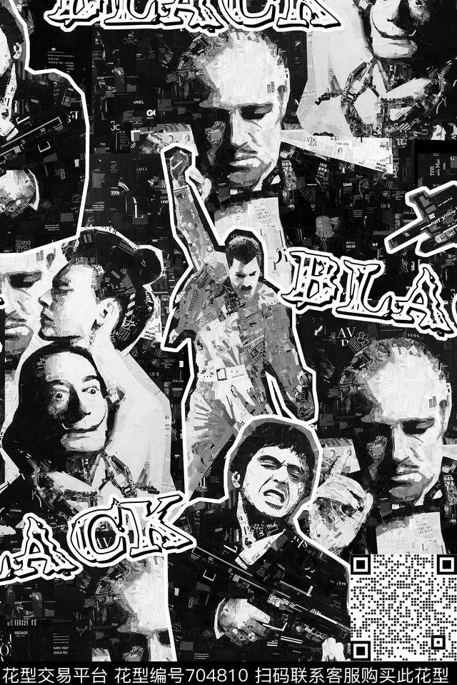 男装人物拼贴数码印花华亿平台下载（图片编号: 704810） - 瓦栏（Walan）