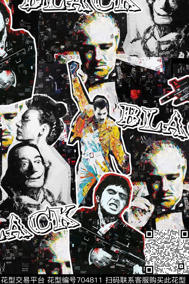 男装人物拼贴数码印花华亿平台下载（图片编号: 704811） - 瓦栏（Walan）