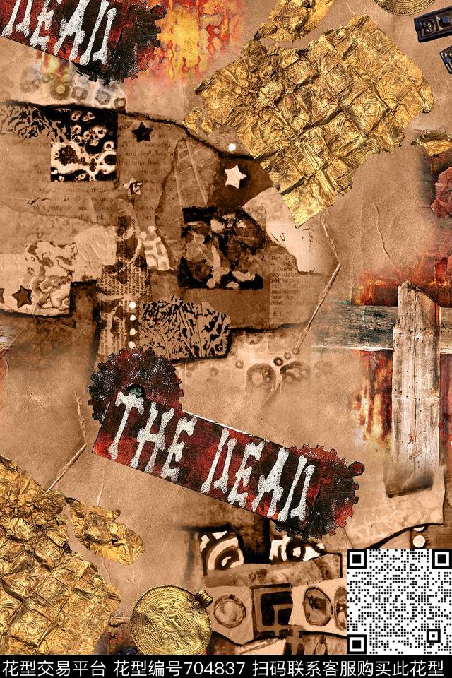 抽象拼接字母数码印花华亿平台下载（图片编号: 704837） - 瓦栏（Walan）