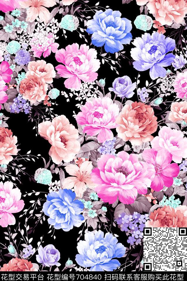 零点--女装花朵花卉数码印花华亿平台下载（图片编号: 704840） - 瓦栏（Walan）