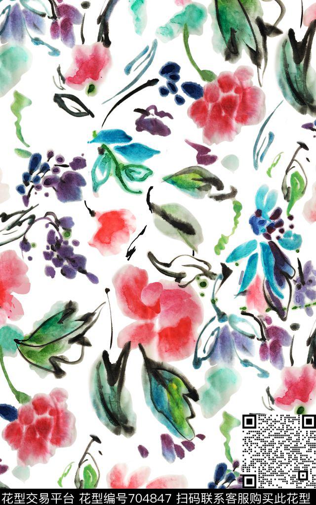 花卉水彩花卉数码印花华亿平台下载（图片编号: 704847） - 瓦栏（Walan）