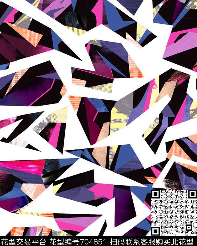 不规则几何色块肌理数码印花华亿平台下载（图片编号: 704851） - 瓦栏（Walan）
