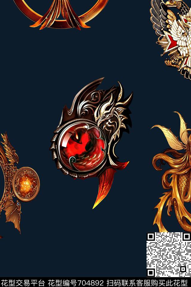 时尚欧美大牌女装夹克外套印花复古男装卫衣外套印花时尚游戏几何金属印花数码印花华亿平台下载（图片编号: 704892） - 瓦栏（Walan）