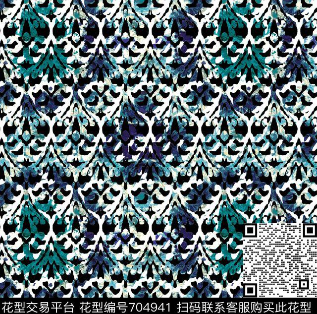 时尚抽象大方数码印花华亿平台下载（图片编号: 704941） - 瓦栏（Walan）