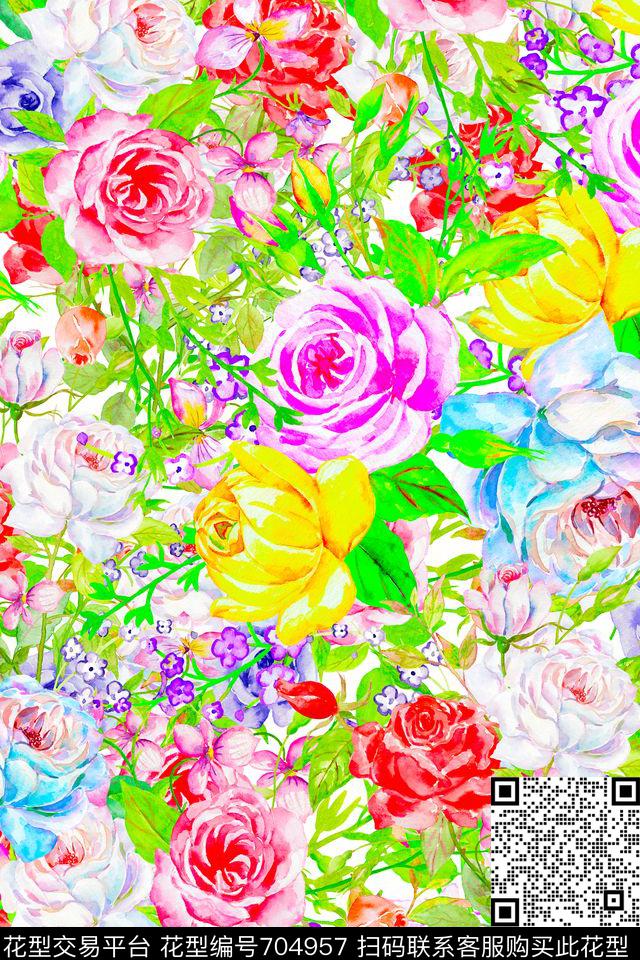 brightsummerflowers数码印花华亿平台下载（图片编号: 704957） - 瓦栏（Walan）