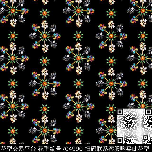 宝石石头钻石雪花花卉数码印花华亿平台下载（图片编号: 704990） - 瓦栏（Walan）