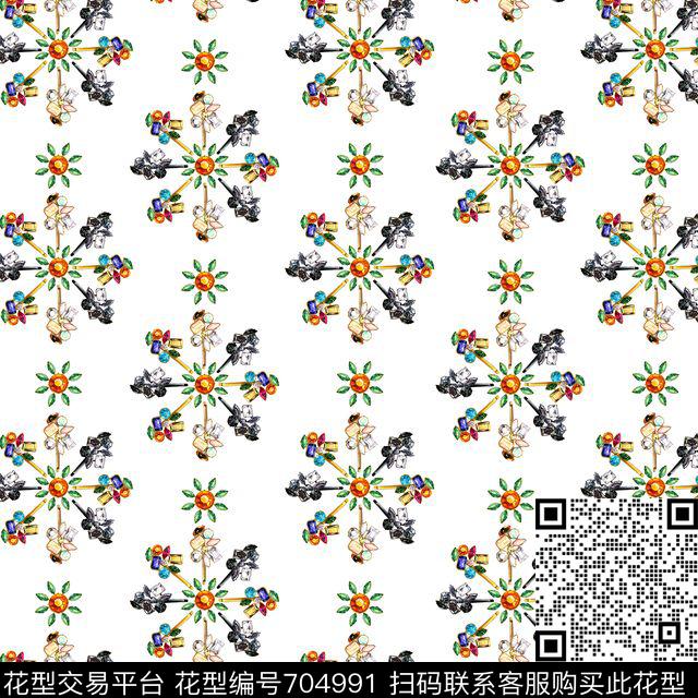 宝石石头钻石雪花花卉数码印花华亿平台下载（图片编号: 704991） - 瓦栏（Walan）