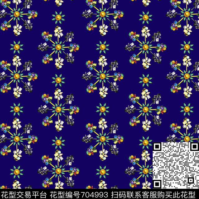 宝石石头钻石雪花花卉数码印花华亿平台下载（图片编号: 704993） - 瓦栏（Walan）