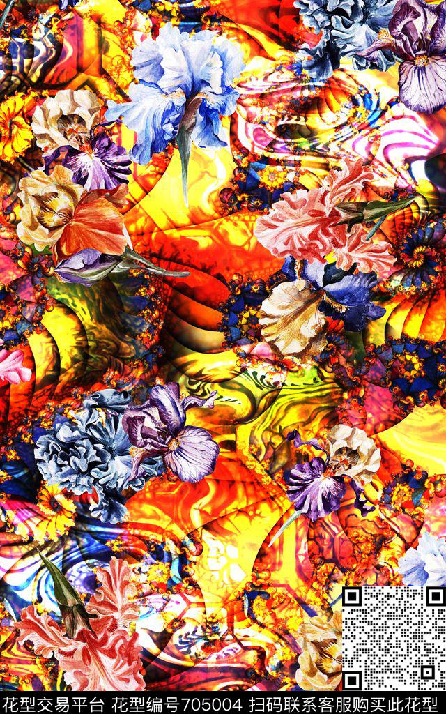 罂粟花曼陀罗兰花数码印花华亿平台下载（图片编号: 705004） - 瓦栏（Walan）