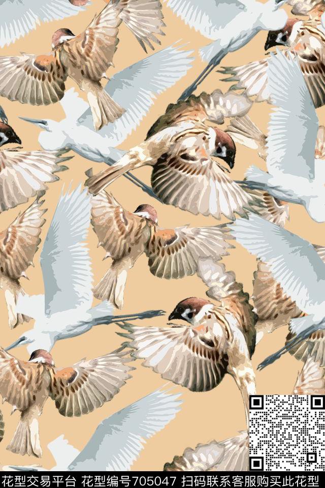 鸟时尚传统印花华亿平台下载（图片编号: 705047） - 瓦栏（Walan）