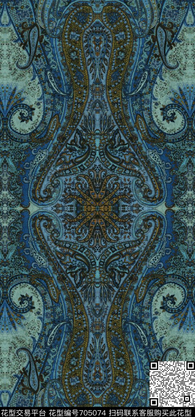 火腿花佩斯利腰果数码印花华亿平台下载（图片编号: 705074） - 瓦栏（Walan）